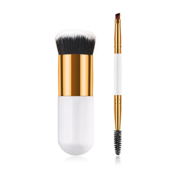 2 pcs Mini  Brush Eyeshadow Eyebrow Foundation Brush Set Soft Hair Makeup Brushes Set